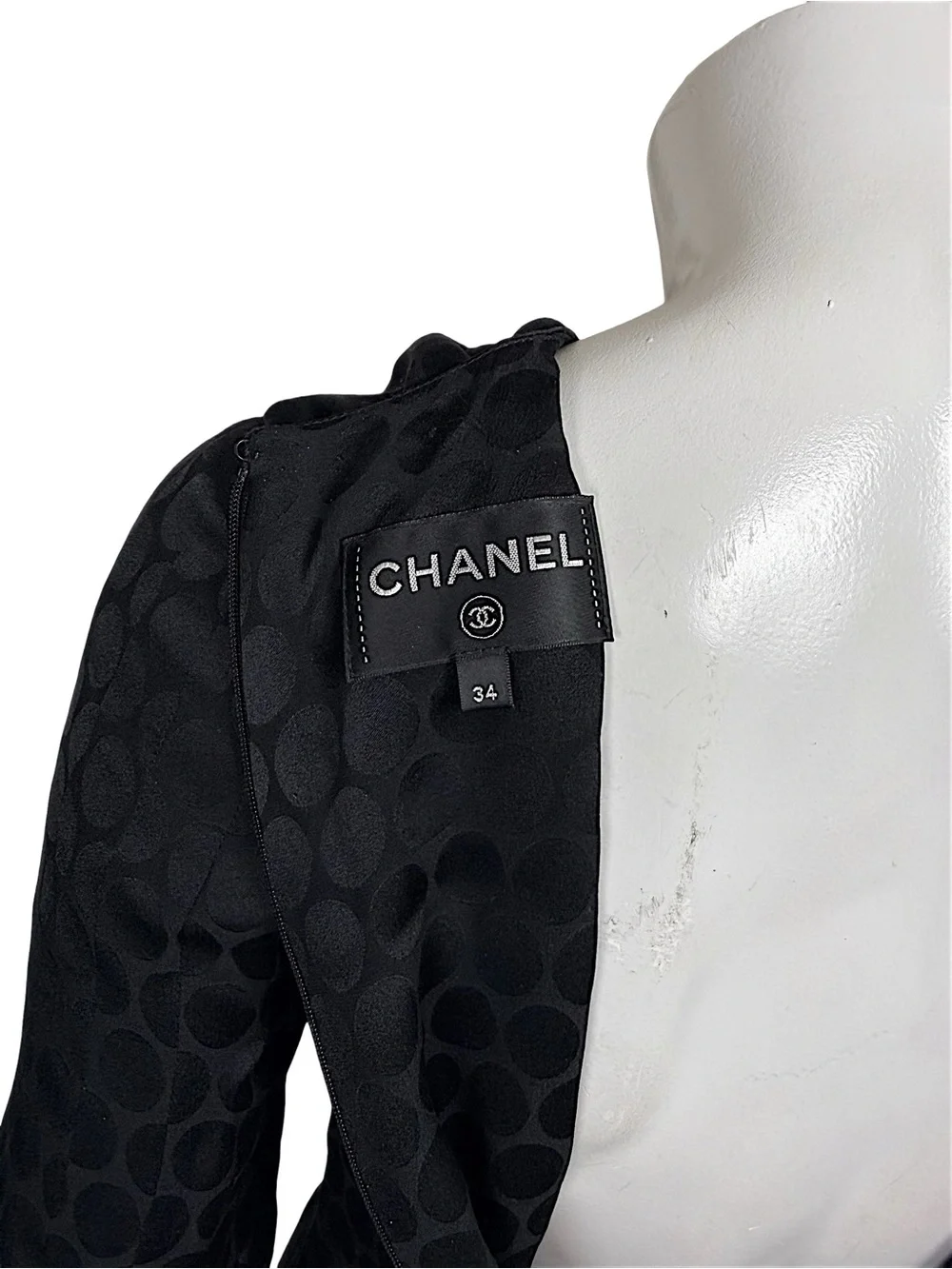 CHANEL 2017 Black Silk Jacquard Pleated Dress Lion Buttons FR 34